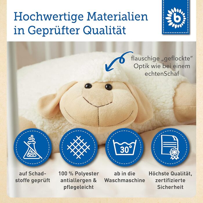 Плюшева іграшка-подушка Bieco Sheep Polly, 45 см біла