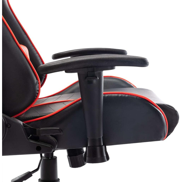 Ігрове крісло Owox, чорне/червоне, зі штучної шкіри, регульована висота, ергономічна подушка для шиї та попереку, 67x6123-133 см, металевий каркас, 67 x 61 x 123-133 см (Ш x Г x В), червоно-червоне