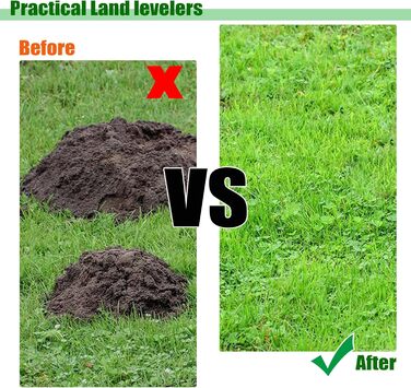 Регульована граблі-рівняч для газону з нержавіючої сталі та ергономічною ручкою. Ідеально підходить для вирівнювання газонів, розпушування ґрунту, піску та догляду за садом, двором, гольф-полем (50 x 25 см, Чорний). Розмір 50x25 см, колір - Чорний.