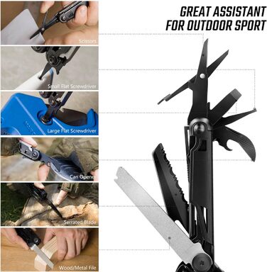 Багатофункціональні плоскогубці SwissTech 16 в 1, складні Mulitool Tool Багатофункціональні плоскогубці, з ножицями, ножем, пилкою