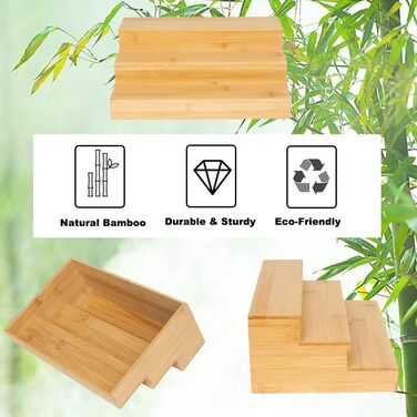 Бамбукова підставка для спецій для шафи, дерев&39яна підставка для спецій для кухні, комори, для зберігання речей, органайзер, 3 яруси, стільниця (2 шт.)