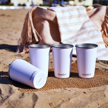 Кемпінгові стаканчики по 500 мл - Чашки з нержавіючої сталі - Термостатичні кемпінгові стаканчики - Стаканчики по 500 мл - Стаканчики для пиття з нержавіючої сталі - Металеві стаканчики (АРТИЧНО-БІЛИЙ, 500 МЛ) 500 мл Арктично-білий, 4