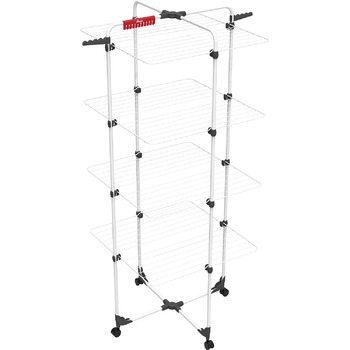 Змішувач для білизни Vileda Змішувач для білизни 4 баштовий, з 4 рівнями на 4 завантаження, гнучкий шарнір, на роликах, сталь, еко