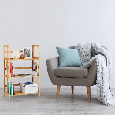 Окремостояча полиця Relaxdays з бамбука та дерева, 3 полиці, ВxШxГ 88 x 55 x 26 см, полиця для ванної кімнати, полиця для взуття, бамбукова полиця, натуральний коричневий колір