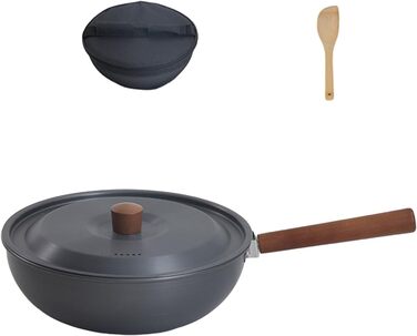 Портативна сковорода з алюмінієвого сплаву, дерев&39яна ручка, для кемпінгу, пікніків, каструль, знімна, посуд для приготування на відкритому повітрі, легка, антипригарне покриття