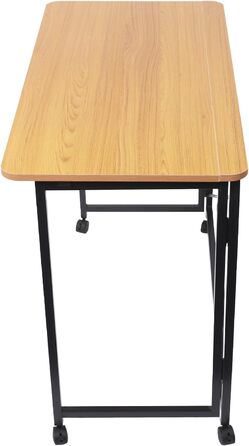 Розкладний стіл на колесах, 100x50 см, складний стіл, маленький, вантажопідйомність до 100 кг компактний мобільний комп&39ютерний стіл з гальмами для домашнього офісу, кухні, балкону, кемпінгу (білий/тик) (тикове дерево)