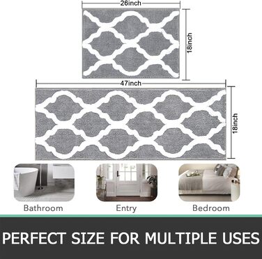 Набір килимків для ванної з мікрофібри Pauwer Набір килимків для ванної з мікрофібри 2 шт. нековзний абсорбуючий м'який килимок дл