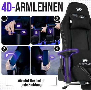 Ергономічне ігрове крісло ПЕРЕМОЖЕЦЬ ТЕСТУ Ролики, стійкі до подряпин, дихаючі, 4D підлокітники, з підставкою для ніг Ергономічне ігрове крісло з тканини, вантажопідйомність 150 кг Ігрове крісло Ігрове крісло, чорне