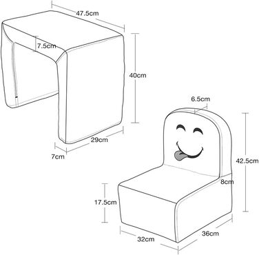 Багатофункціональне дитяче крісло, стілець Fashion Life Kids Set та стіл/табурет зі смішною посмішкою для хлопчиків та дівчаток (р