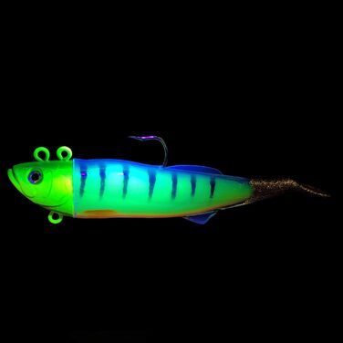 Морська блешня Norway UV Shad - м&39яка пластикова рибка джиг-головка - блешня для тріски - 20 см / 300 г та 26 см / 440 г Fluo Firetiger 3D - 26 см / 420 г
