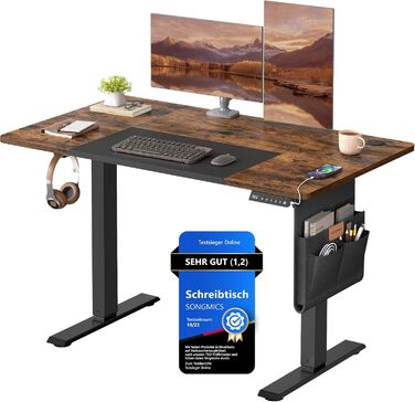 Електричний письмовий стіл SONGMICS з регульованою висотою, 120 x 60 см, безступінчасте регулювання, функція пам&39яті з 4 рівнями висоти, вінтажний коричневий - чорний LSD015X01 120 x 60 см вінтажний коричневий чорний