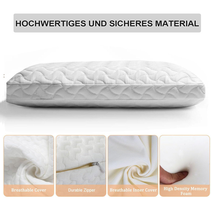 Подушка з піни з ефектом пам&39яті - ортопедична подушка для підтримки шиї. Матеріал високої щільності краще знімає тиск на шию. Ергономічна подушка зі знімним чохлом, який можна прати. Біло-сірий колір.