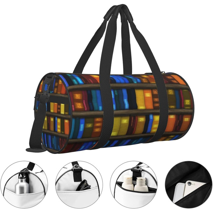 Універсальна дорожня сумка Книги на полиці - спортивна сумка для чоловіків та жінок, сумка-мішок, спортивна сумка