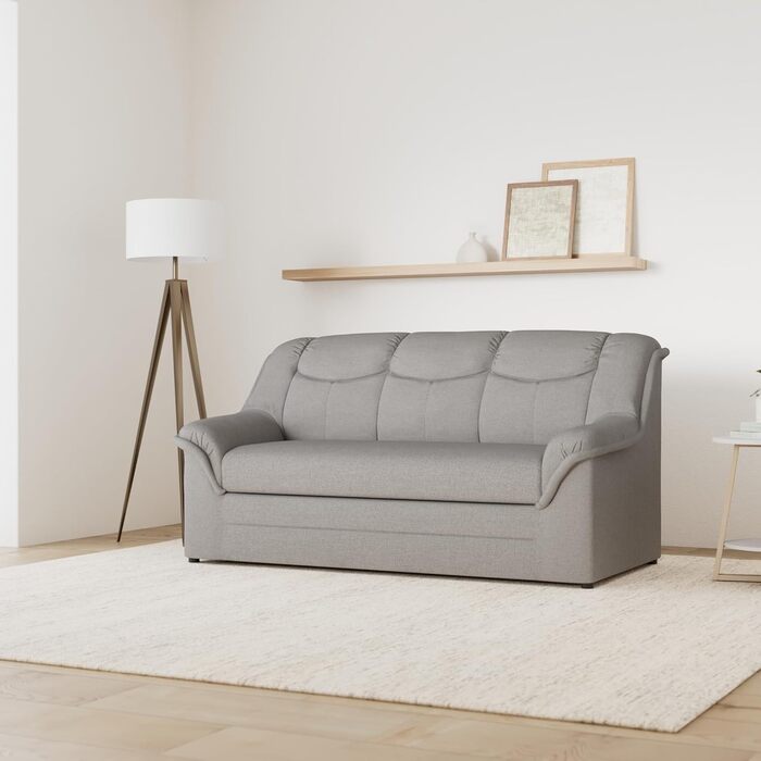 Колекція DOMO. Диван Берлін, класичний 3-місний диван, м&39який гарнітур з високоякісною пружинною серцевиною, 3-місний 178 x 90 x 89 см (Ш x Г x В), світло-сірий Світло-сірий 3-місний