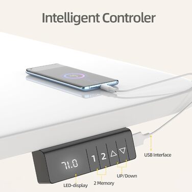 Електрично регульований по висоті стіл 120x60 см з функцією пам&39яті та портом зарядки USB, ергономічний стіл з регульованою висотою для роботи сидячи та стоячи, білий, для домашнього офісу, 120 x 60 см