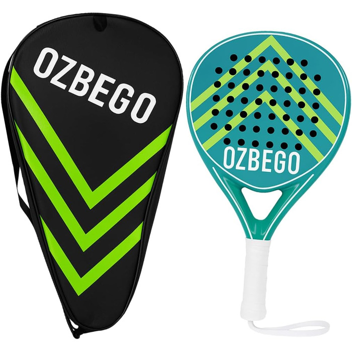 Набір для паделя 100% карбон, 2 ракетки, аксесуари, чорний/зелений