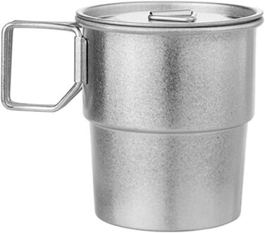 Кемпінгова кружка об&39ємом 300 мл зі складною ручкою, кавова кружка, яку можна складати одна на одну, для пригод на свіжому повітрі, пікніків, походів легка титанова кружка, стійка до іржі, матове покриття