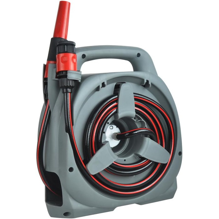 Шланг на котушці LEHMANN 10 м, для настінного монтажу, садовий шланг з переносною системою змотування, включає 2 м підвідного шланга, зєднувачі 1/2 та 3/4