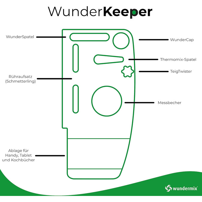 Тримач для кухонного приладдя WunderKeeper Тримач для кухонного приладдя з тримачем для планшета/мобільного телефону Розумне зберігання кухонного приладдя Для Thermomix TM6, TM5, TM31