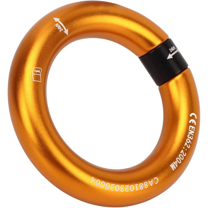 Алюмінієве кільце для спуску Fockety 24 KN, натяжне кільце 2,75 дюйма, з&39єднувальне кільце з отвором 0,47 дюйма, з&39єднувач для мотузки для рятувальників, будівельників, рятувальних робіт, килимок для слеклайну, золотистий