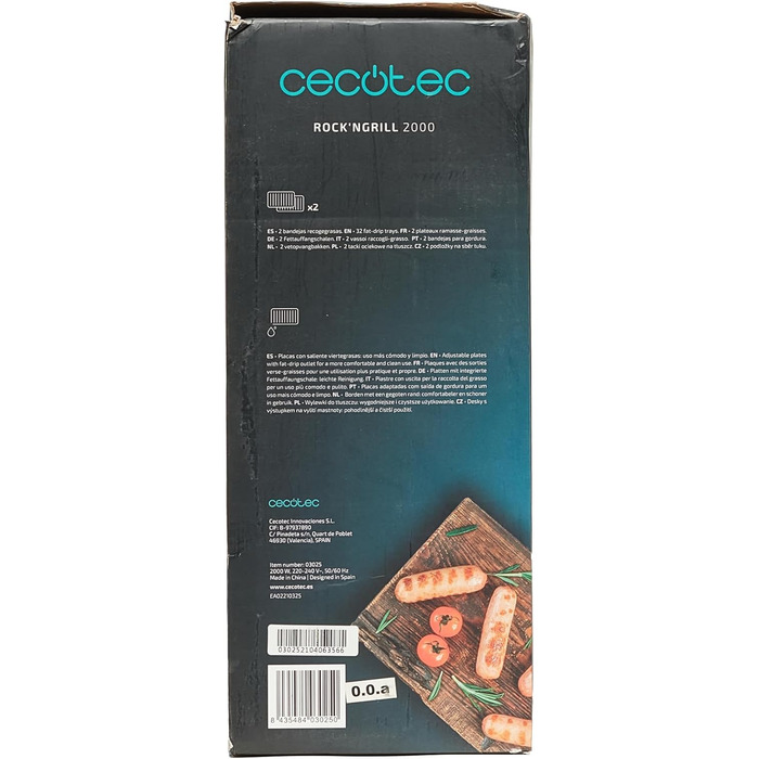 Електричний гриль, антипригарне покриття RockStone, відкривання на 180, регулювання по висоті, варильна поверхня 30 х 23,5 см, 2000 Вт, нержавіюча сталь і пластик, 2000.