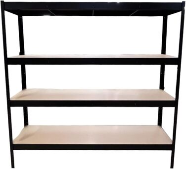 Стелаж SCHULTE Shelf World для важких умов експлуатації з 4 полицями з МДФ, 180x150x50 см (ВxШxГ), вантажопідйомність 150 кг на полицю, чорний