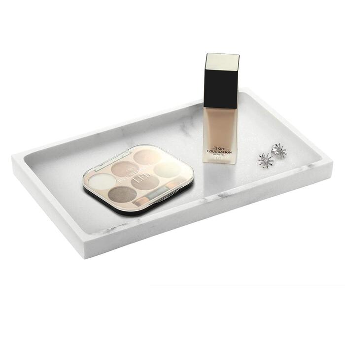 Підставка для ювелірних виробів Emibele Harz, підставка для ювелірних виробів для ванної кімнати, кухні, комода, місце для зберігання косметики, гелю для душу, серветок, парфумів, мила, рушників, шампуню, рослинного декору, середня - білий гравій, 25,5 x 