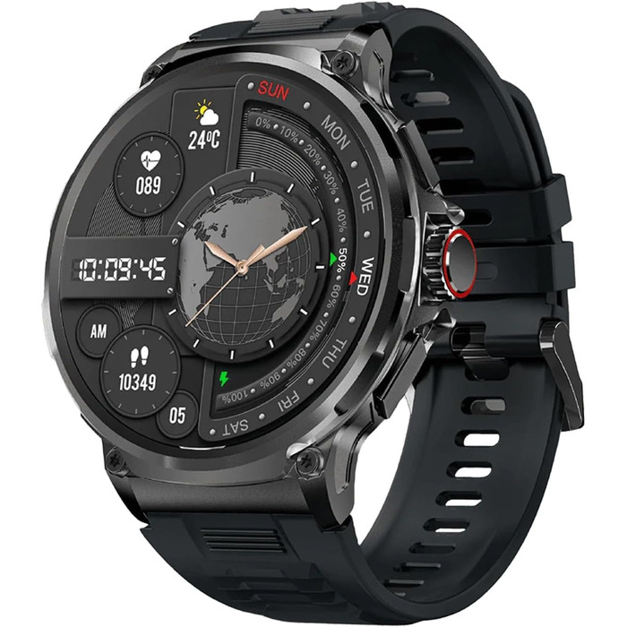 Розумний годинник Zeus для чоловіків, 1,85-дюймовий дисплей, дзвінки через Bluetooth, монітор здоров&39я, надійний час роботи від батареї, сумісний з iOS та Android