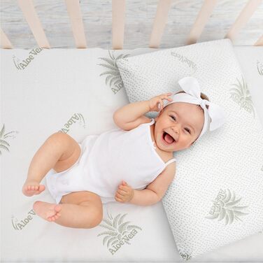 Дитяча подушка DOLCI SOGNI з піни з пам'яттю для дитячого ліжечка та ліжечка, дитяча подушка зі знімним чохлом з алое, дитяча поду