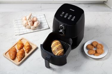 Аерофритюрниця 4 л - Фритюрниця з таймером і функцією збереження тепла - Вибір температури - Більш енергозберігаючий і швидший, ніж духові шафи - 1400 Вт (чорний)