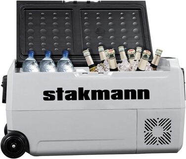 Портативний холодильник STAKMANN з компресором 12 В 220 В, холодильна камера з 2 відділеннями, колесами та бічними ручками, AC-DC