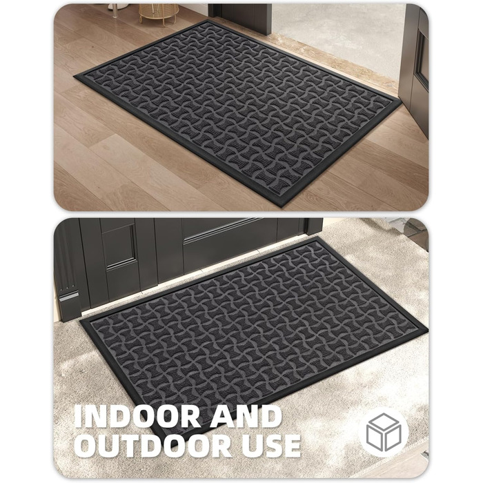 Килимок для вулиці кольору G, нековзний, водонепроникний, миється, брудозатримуючий килимок для внутрішнього та зовнішнього використання, килимок для передніх дверей, килимок для входу, коридору, зовнішньої зони (44x76 см, сірий) Сірий 44x76 см
