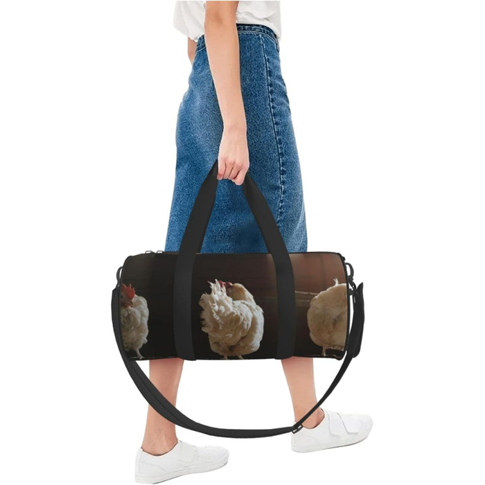 Спортивна сумка для подорожей, дизайн три курки, чорний колір, універсальний розмір