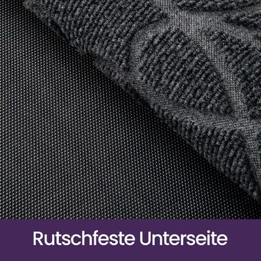 Килимок для вулиці DEXI, нековзкий, 60 x 90 см, миючий килимок для уловлювання бруду, водонепроникний, килимок для вхідних дверей, балконних або патіо дверей, сірий, 60 x 90 см (прямокутний)