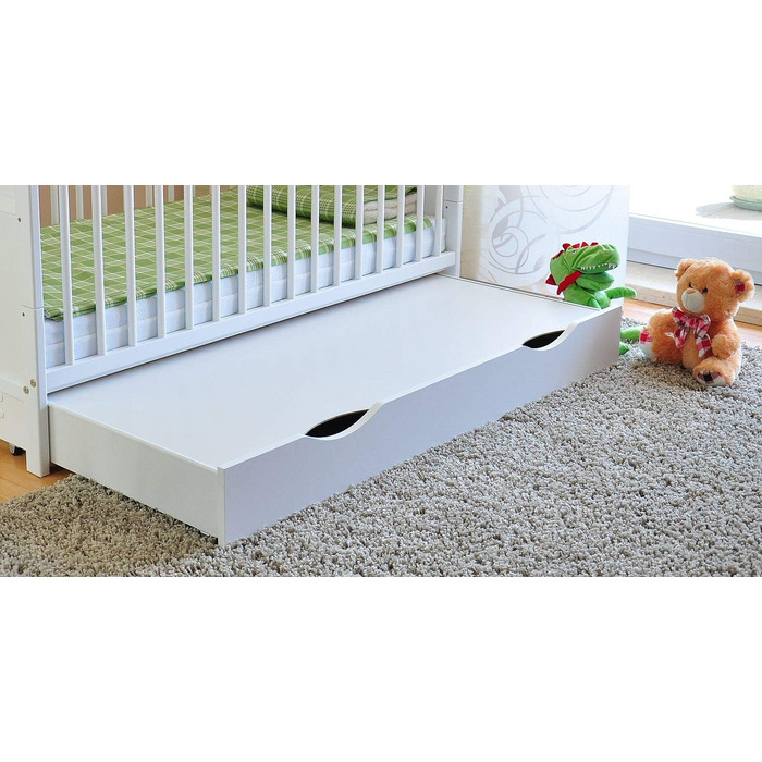 Дитяче ліжечко Marsell з висувною шухлядою з кришкою Дитяче ліжечко Ліжечко з матрацом з піни алое вера Зубчасті рейки, що регулюю