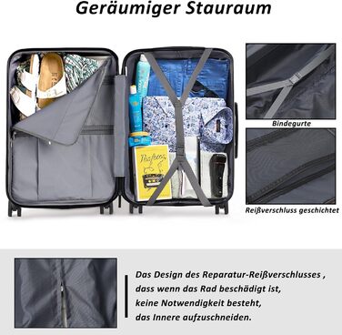 Ручна поклажа TANTOMI, 20-дюймова валіза з твердим корпусом, візок, легка валіза на колесах з ABS-пластику, дорожня валіза з 4 колесами, 3-значний кодовий замок (світло-темно-зелений, 41 л) Світло-темно-зелена ручна поклажа (M)