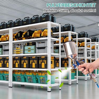 Стелаж для зберігання, надміцний стелаж, стелаж для підвалу, 80x40x180 см, стелаж зі сталевою рамою, вантажопідйомність до 900 кг кожна, 5 регульованих полиць, 80*40*180*5, чорний