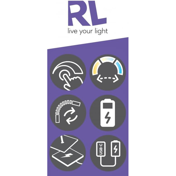 Світлодіодна торшерна лампа Reality Moreno R44561132, матовий чорний метал, 3 Вт LED, акумулятор із зарядною станцією, сенсорний диммер, регулювання кольору світла