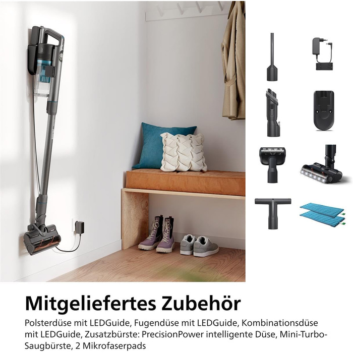 Акумуляторний пилосос 8000 серії Aqua Plus, пилосос та миття, PowerCyclone 12, час роботи до 80 хв, точна світлодіодна насадка, ци