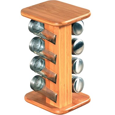 Карусель для спецій Kesper 58099, 8 порожніх бамбукових баночок, коричнева, 15 x 25,5 x 13 см