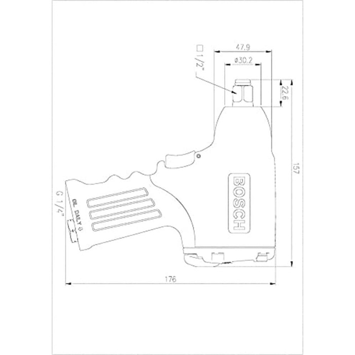 Пневматичний ударний гайковерт Bosch Professional 1/2 (частота обертання на холостому ходу 7000 хв-1, макс. крутний момент 310 Нм)