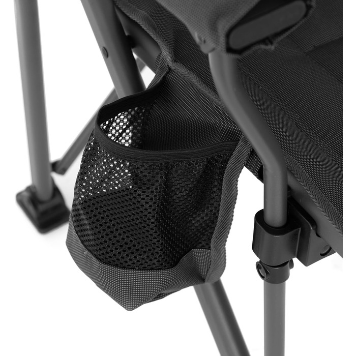 Міцний кемпінговий стілець XXL, вантажопідйомність до 250 кг, з підлокітниками, тримачем для напоїв, сумкою-холодильником та міцною сталевою рамою, крісло для риболовлі, складне, довговічне, темно-сірий колір