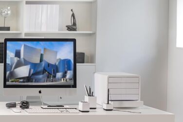 Настільний тримач для файлів HAN i-LINE 2 ПРЕДМЕТИ, елегантний, сучасний високоякісний настільний тримач для файлів зошитів, журналів та папок формату до DIN A4/C4, білий, 16501-12 (Білий, комплект з 4 предметів) комплект з 4 предметів білий