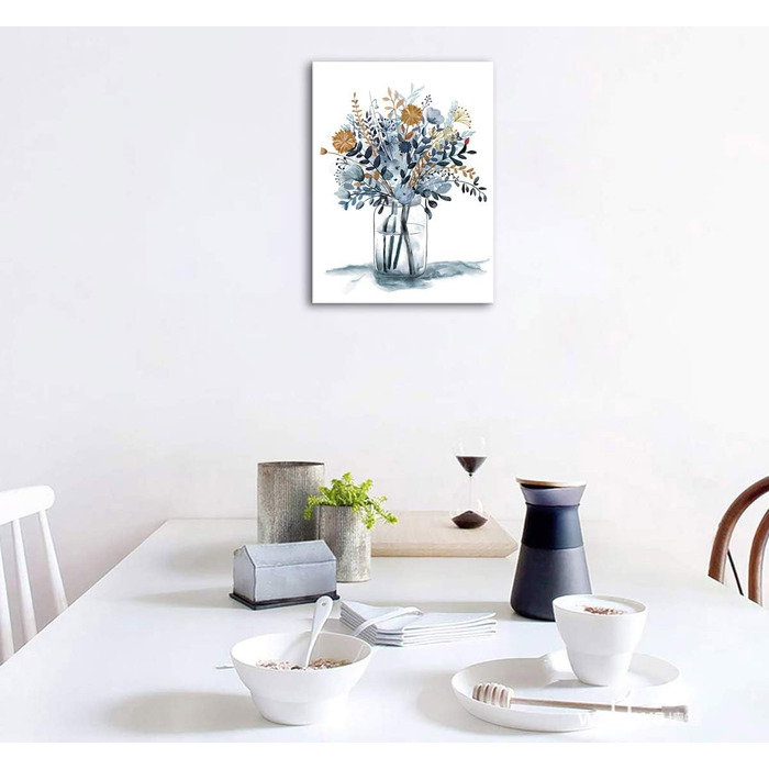 Квіти настінне мистецтво Акварель Морські квіткові картини Прикраса стін Квітка на скляному полотні Живопис на полотні Блакитні бо