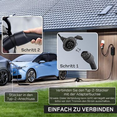 Подовжувач типу 2 10 м, 11 кВт, 16 А 3-фазний зарядний кабель 400 В, клас захисту IP54, сумісний з усіма електромобілями та високопродуктивними електромобілями стандарту IEC62196-2, з футляром для перенесення 11 кВт 10 м