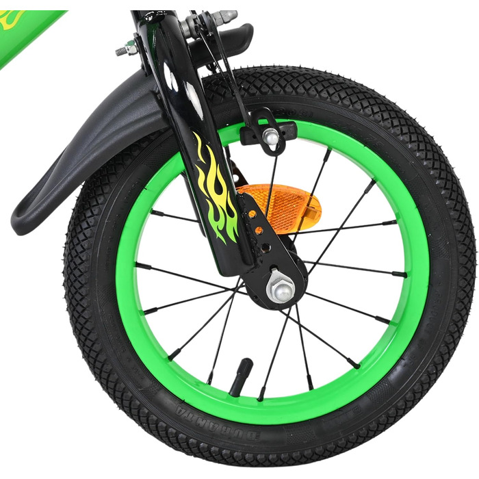 Дитячий велосипед Volare Strike 46 років Ручне та ножне гальмо Допоміжні колеса Захист ланцюга та світловідбивачі Подарунок для хлопчика, Зелений/Чорний, 12 дюймів