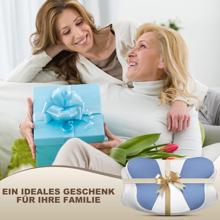 Подушка для шиї - ортопедична подушка від болю в плечах та шиї, подушка з піни з ефектом пам&39яті для сну на животі, спині та боці, ергономічна подушка з підтримкою шиї (66 x 40 x 14 см) синя подушка ()