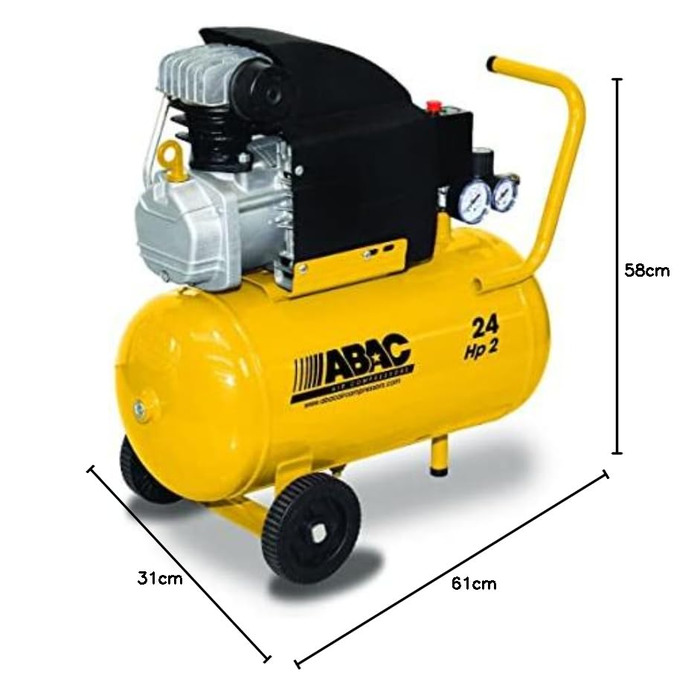 Повітряний компресор ABAC POLE POSITION B20 BASELINE, 24-літровий повітряний компресор, подвійний манометр, макс. тиск 8 бар, впор