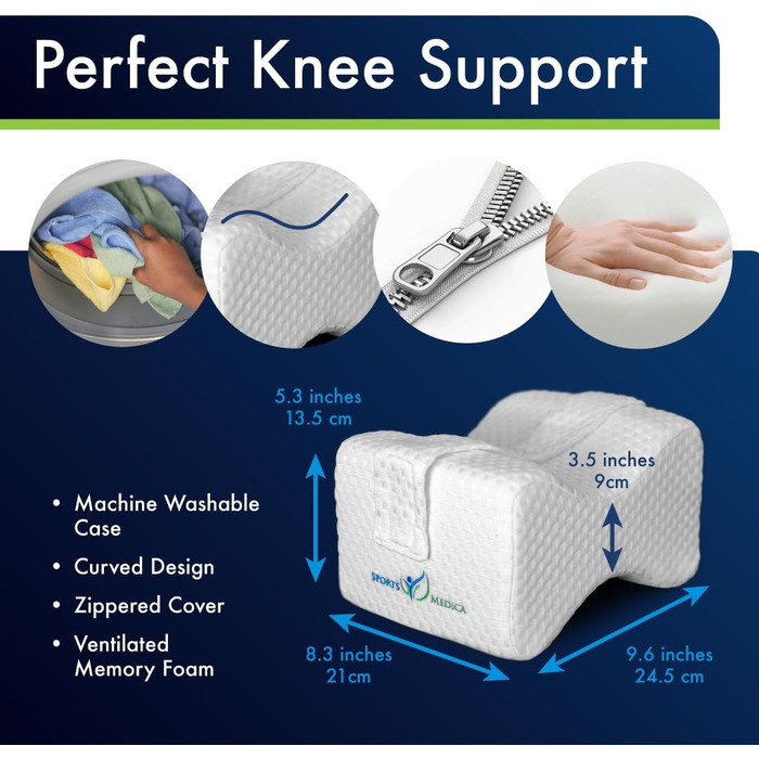 Медично розроблена подушка для колін - Ортопедичний клин з піни з пам&39яттю форми для сну на боці, ішіасу, болю в попереку - Подушка для ніг для сну на боці - включаючи медичний посібник, білий