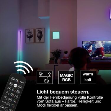 Розумна світлодіодна торшерна лампа LEDVANCE SMART WIFI для непрямого освітлення, Magic RGB, диммер, сріблястий алюміній, незмінна лампа